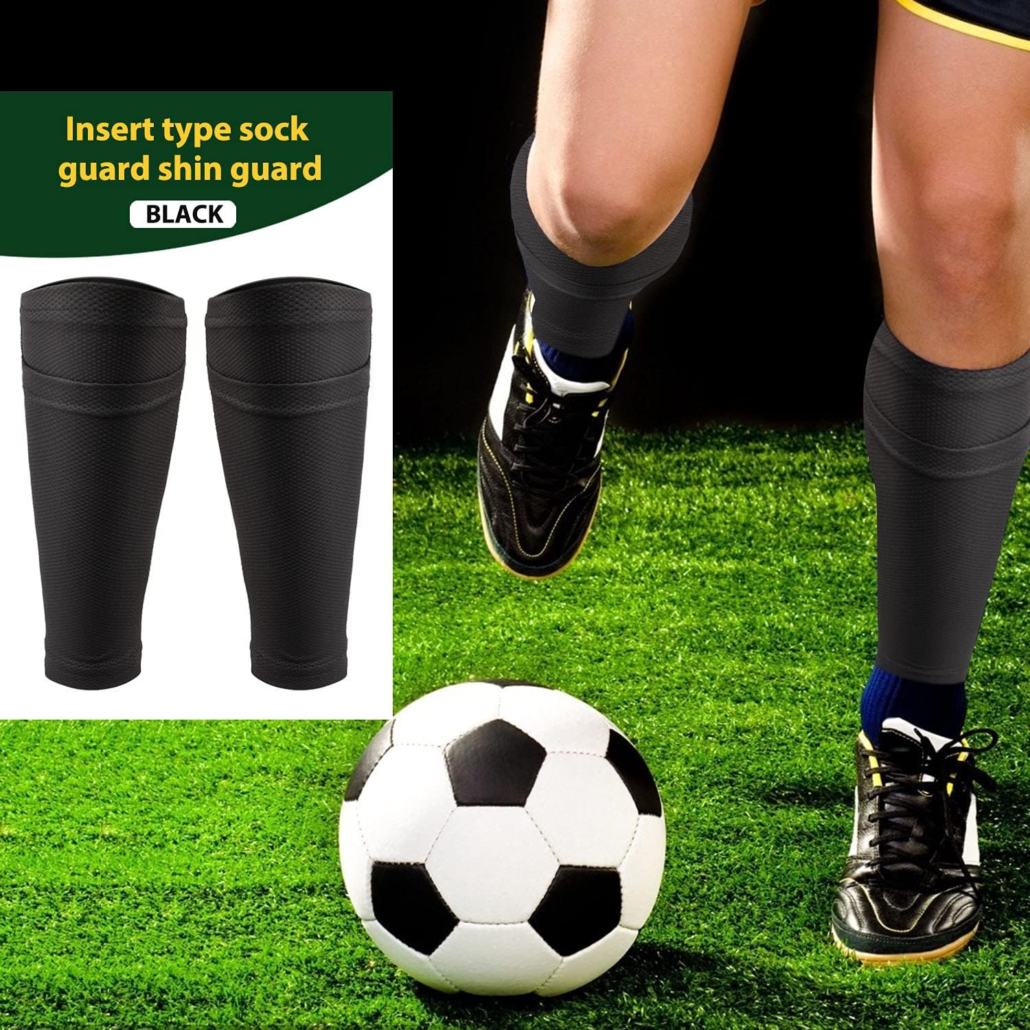 TOBWOLF 2 Pairs Soccer Shin Guard Socks, Breathable Soccer Shin Guard Sleeves with Pocket for Football Shin Pads, Shin Pads Holder for Kicking Ball, Running, Cycling : Sports & Outdoors
