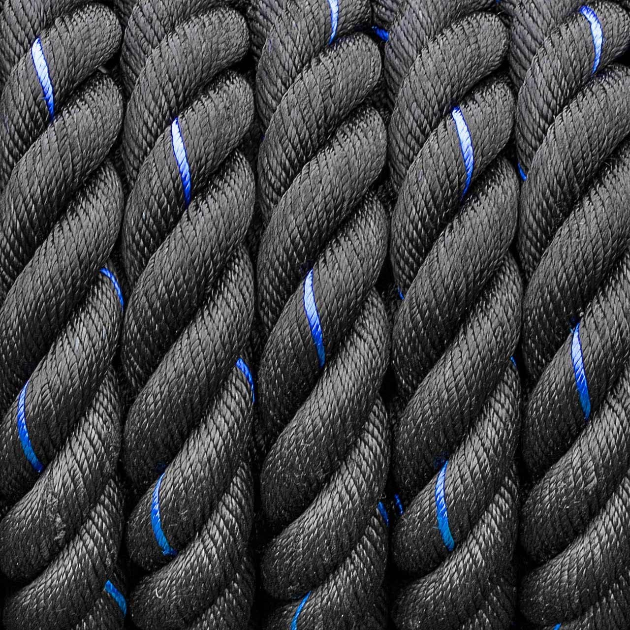 FORZA Battle Ropes – 30ft, 40ft or 50ft Weighted Gym Ropes (Blue & Black, 40ft x 1.5in + Anchor Kit)