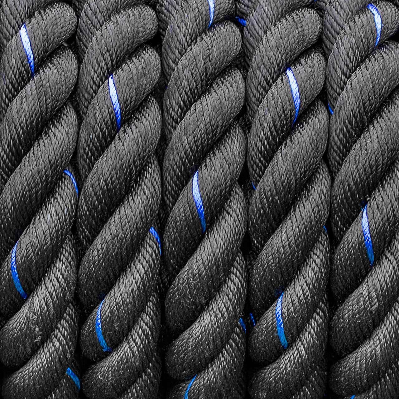 FORZA Corde da combattimento, corda ponderata per allenamento in palestra, disponibile in 9 m, 12 m o 15 m (blu e nero, 15 m x 50 mm + kit di ancoraggio)