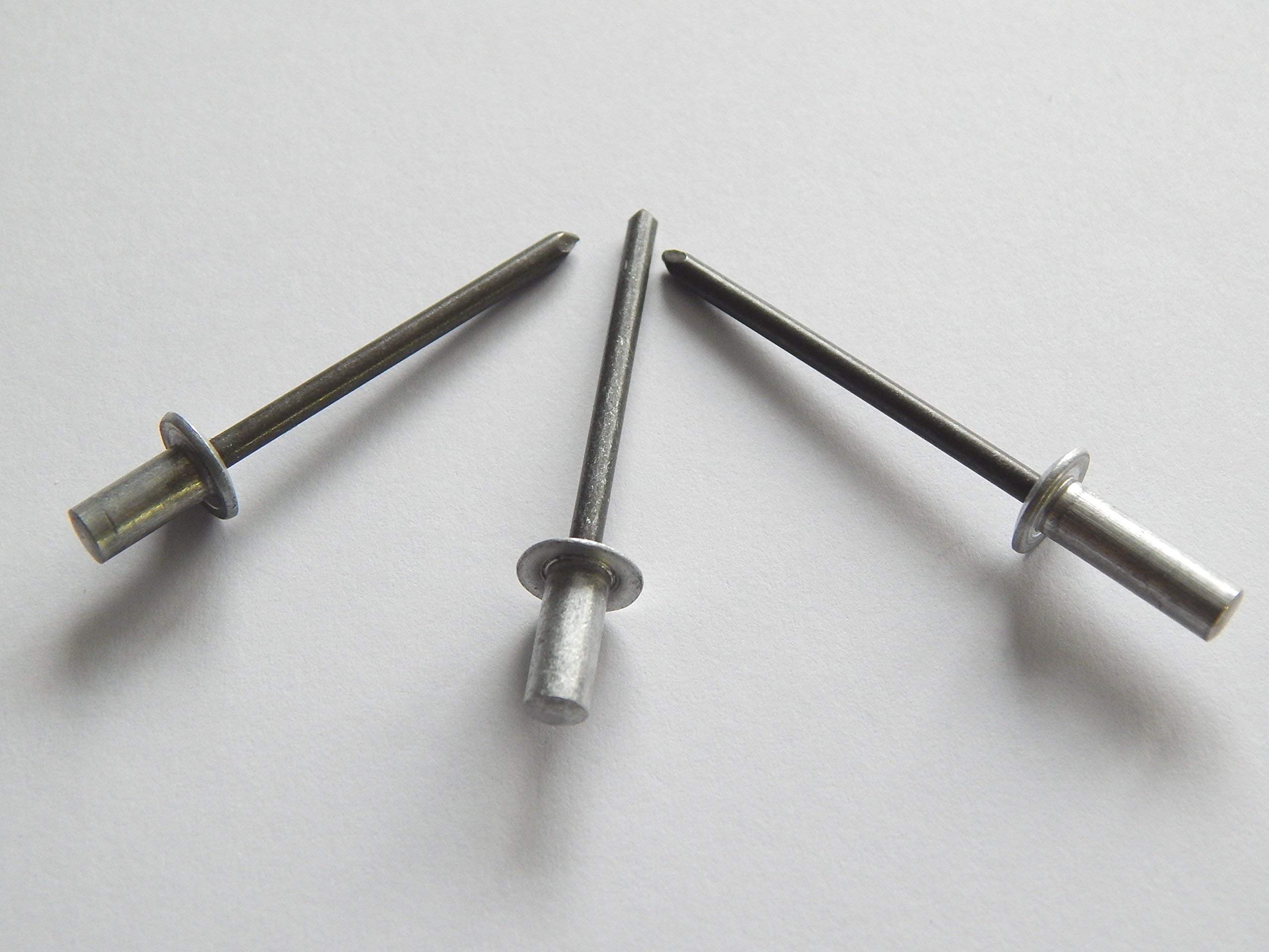 250 x Standard Blindniet Alu/Stahl Flachkopf 6,4x15 - Klemmbereich: 6, 10,38