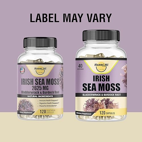 Miniatura 2 de Cápsulas Irish Seamoss de 2625 mg por porción, fabricadas con Seamoss orgánica, vejiga y raíz de bardana para apoyo digestivo e inmunológico