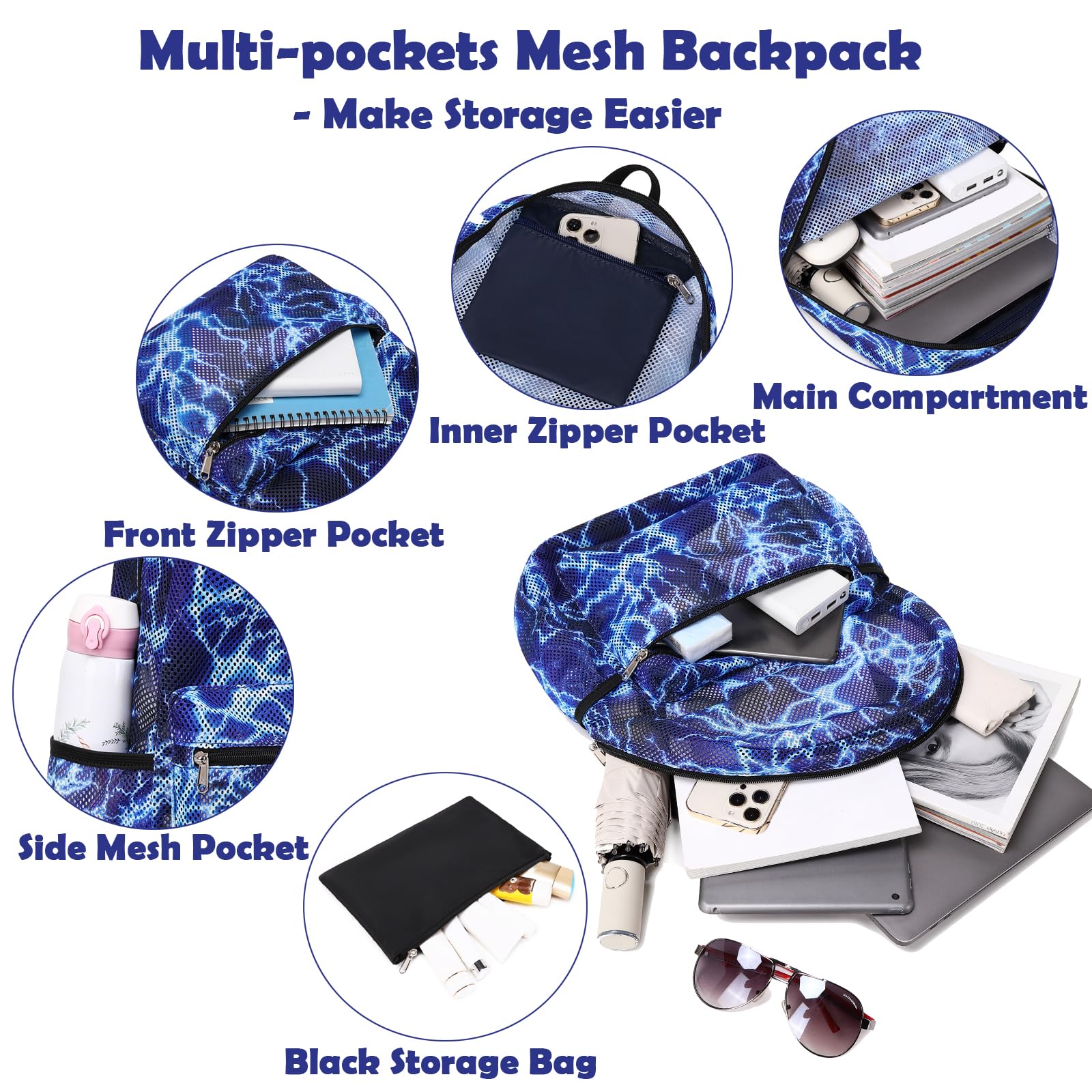 Mochila para niños con correa para el pecho para la escuela, mochila de gran capacidad para niños con para jardín de infantes, primaria, preescolar, azul, (Thunder blue, Talla única