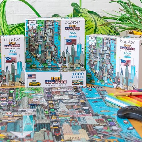 Miniatura 2 de Rompecabezas de 1000 piezas, estilo retro de 8 bits, rompecabezas de la ciudad de Nueva York, de 1000 piezas para adultos, hechos con cartón 100%