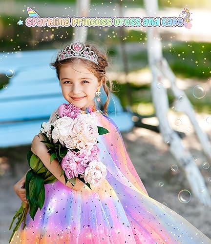 Miniatura 5 de Ropa de princesa para niña, vestidos de princesa iluminados, capa de princesa con juguetes para niñas de 3 a 6 años