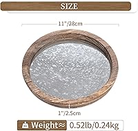 Vista 4 de Hanobe Bandeja Portavelas: Bandeja Redonda de Madera Decorativa con Espejo para Velas, Pequeño Centro de Mesa Estilo Granja, Bandejas Rústicas