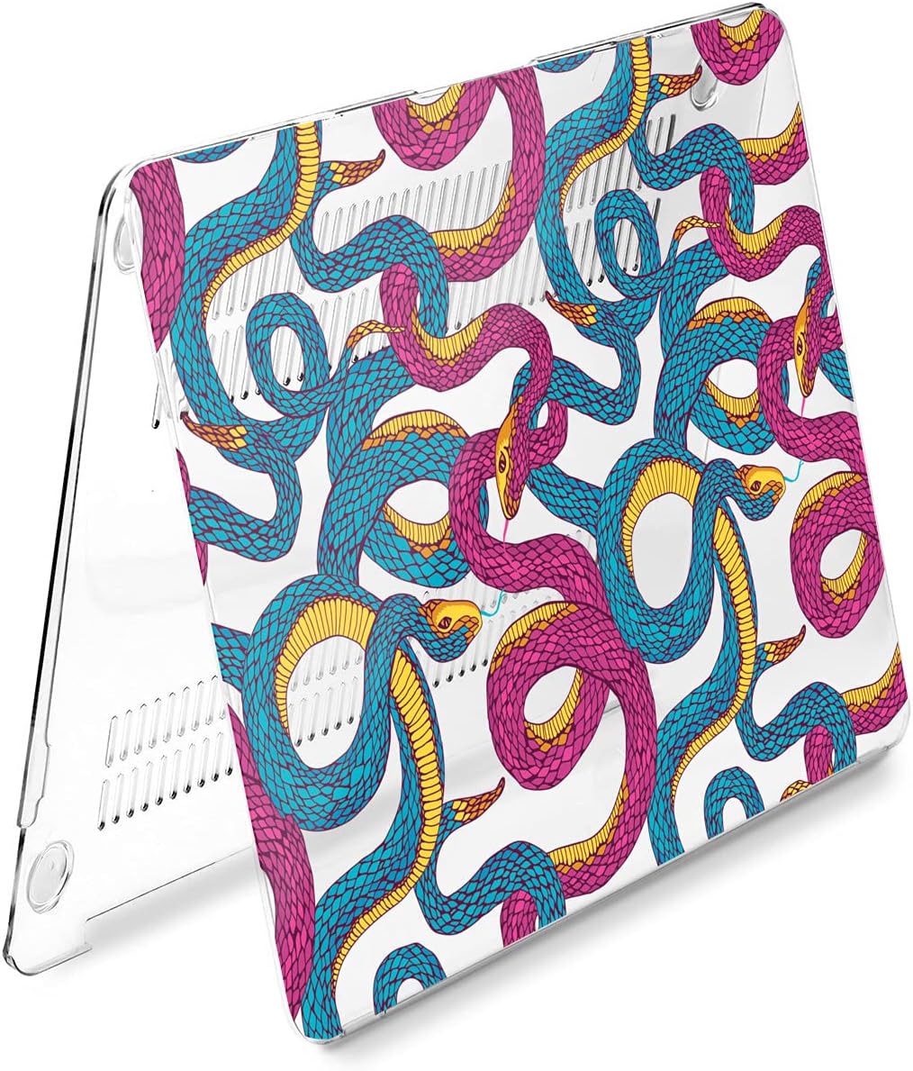 Hard Case Compatible for MacBook Pro 16 14 M3 M2 2023 M1 Pro 13 2022 Air 13 2021 Retina 2020 Mac 11 12 Colorful Design Glam Print Snakes Cute Protective Blue Pattern Cover Laptop Viper Pink