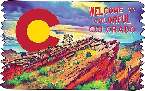 Seventh Art - Calcomanía de pared prémium de Colorado con texto en inglés "Welcome to Colorado + Red Rocks" para decoración del hogar y la oficina,
