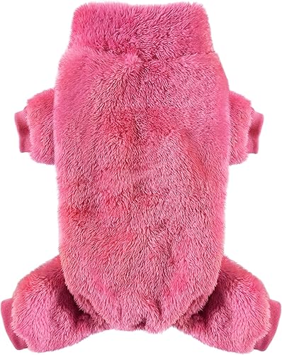 Idepet Pijama de terciopelo para perro, suéter de cuello alto para perro, mameluco de felpa suave para gatos, ropa para mascotas, traje de invierno,