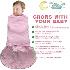 Fleece Newborn Sleep Sack Baby Swaddle,3-Way Adjustable Wearable Blanket,2 Pack Fleece Swaddling Sleeping Bag TOG 2.0 (Gray & Pink, 3-6 Months)
