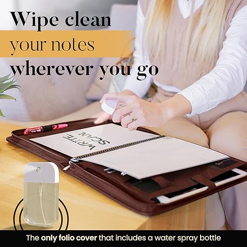 Miniatura 17 de Trailblaze Funda de cuero para cuaderno compatible con Rocketbook Cuaderno de lujo de cuero para hombres y mujeres Organizador de cartera