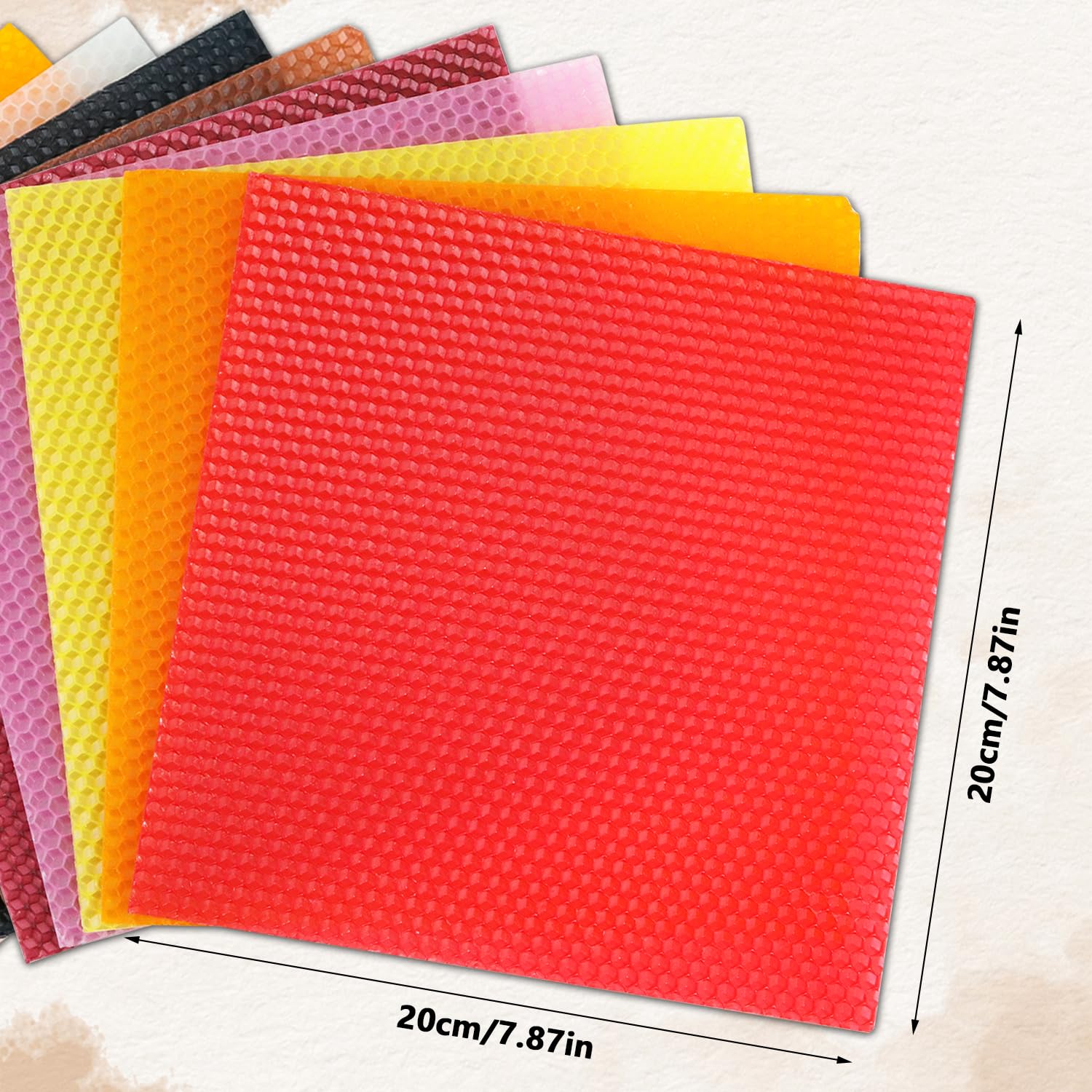Lucywey Set di fogli cera d'api,12 diversi colori (20 x 20 cm) con stoppino in cotone da 6 m, candele fai da te, per adulti e bambini per candele fatte in casa