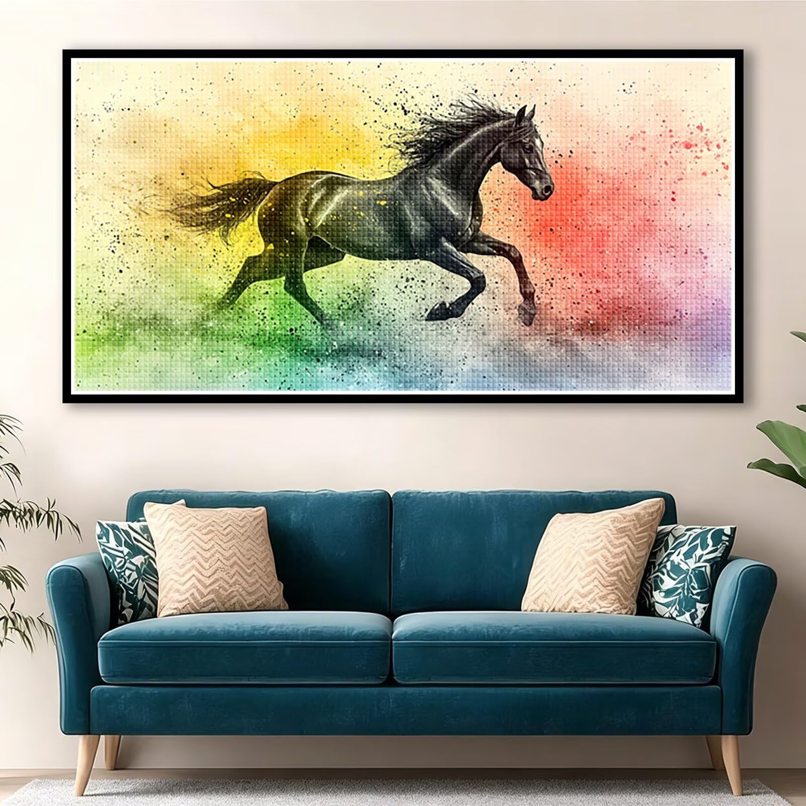 Diamond Painting Tier Diamant Painting Bilder Erwachsene Pferd, DIY Set Erwachsene Crystal Art, 5D Diamond Art Viereckige Steine, Strass Stickerei Kreuzstich Mosaik für Zimmer Deko 200x100cm 0J-980