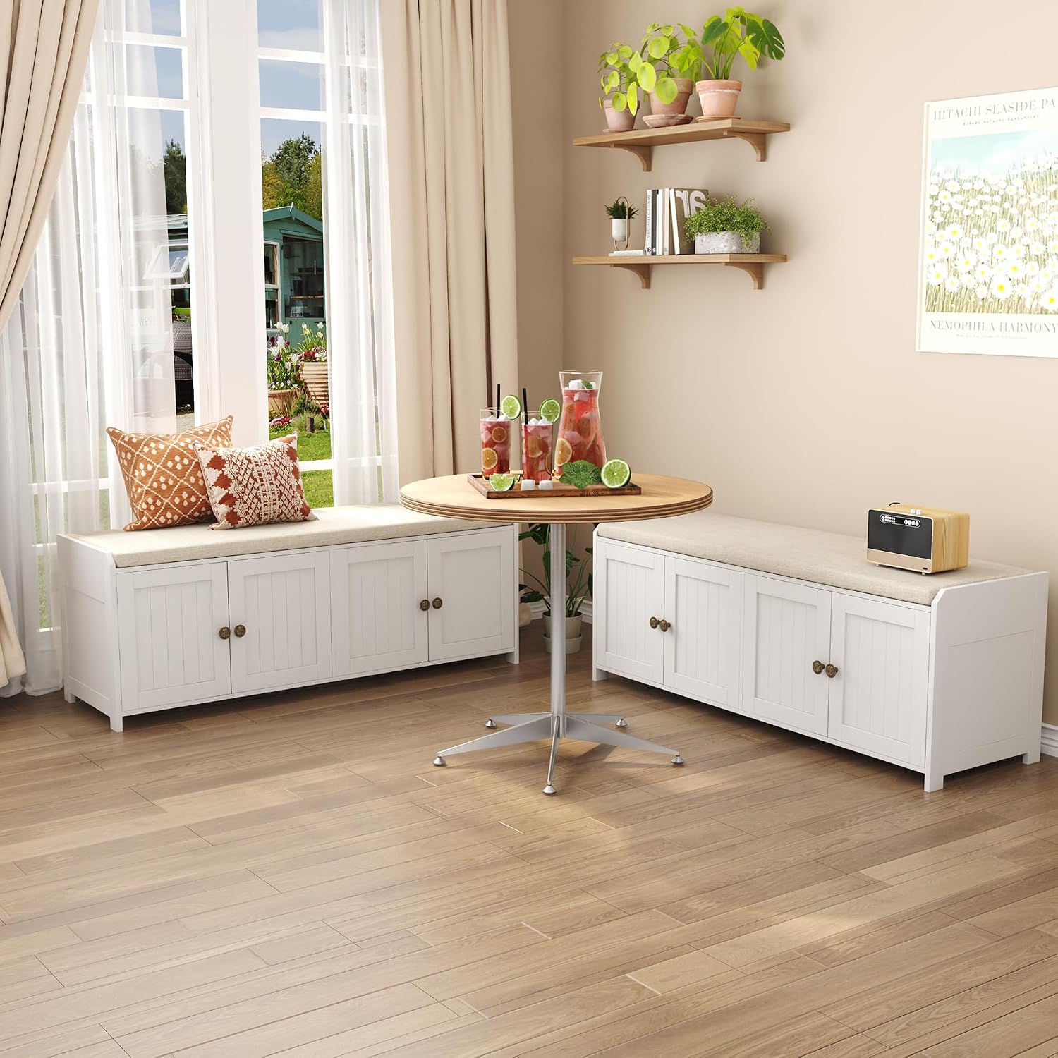 Image of the HOMEFORT shoe storage bench in an entryway setting.