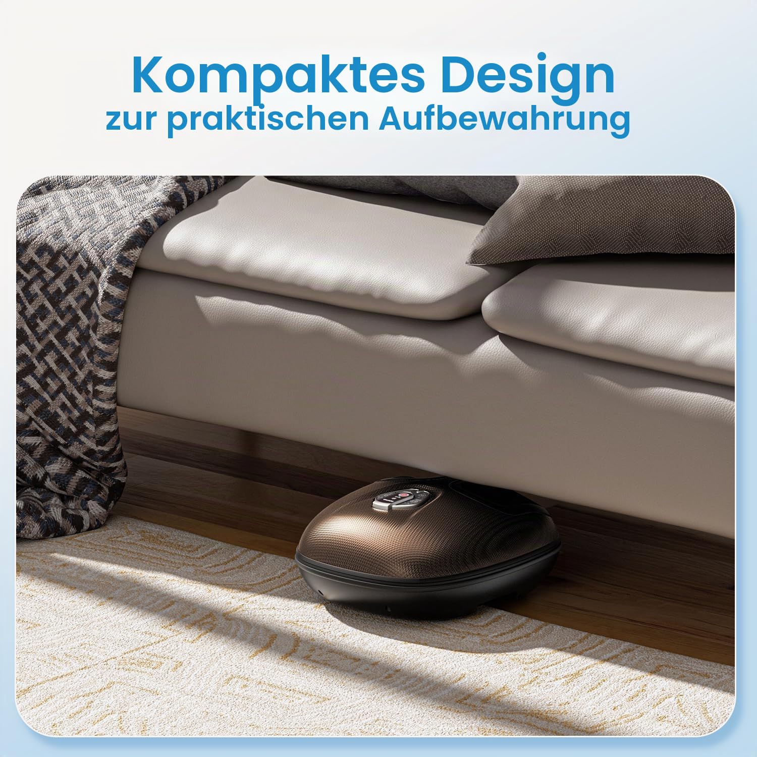 Tragbar Fußmassagegerät mit Wärme, Fussmassagegerät Elektrisch Testsieger | 3D-Knetrollen, Shiatsu-Massage & Luftkompression mit 3 Verstellbaren Intensitäten, Geschenk für Männer, Braun