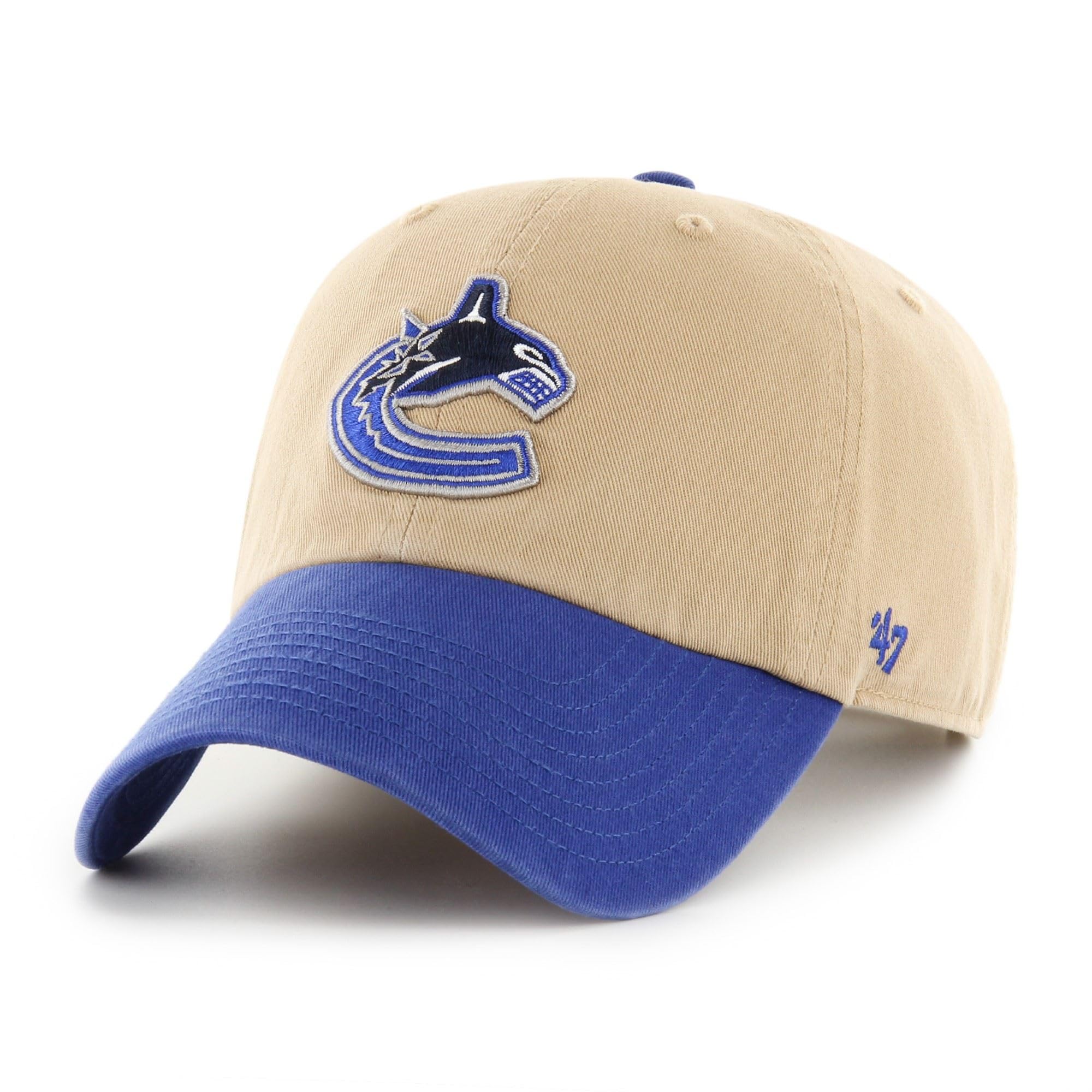 47 Vancouver Canucks NHL Clean Up Two Tone Khaki Blue Adjustable Cap