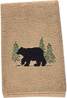 Park Designs Black Bear Terry Fingertip Towels – Set of 2 | Decorative Cabin Bathroom Hand Towels with Embroidered Bear & Pine Tree Motif | Soft & Absorbent Rustic Lodge Bathroom or Kitchen Accent |