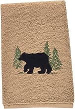 Park Designs Black Bear Terry Fingertip Towels – Set of 2 | Decorative Cabin Bathroom Hand Towels with Embroidered Bear & Pine Tree Motif | Soft & Absorbent Rustic Lodge Bathroom or Kitchen Accent |
