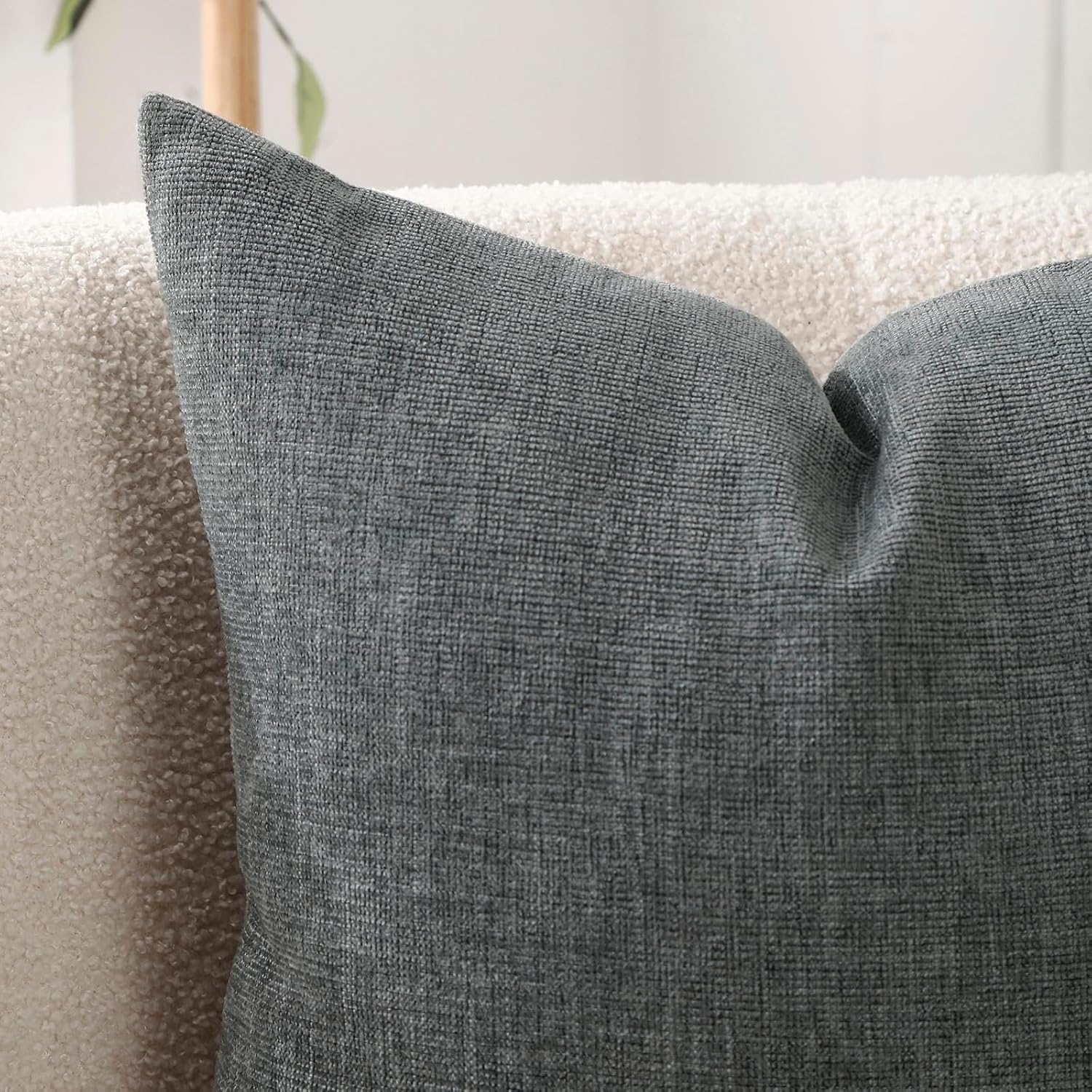 Jepeak 24x24 Inch Decorative Chenille Throw Pillow Covers, Pack of 2 Cozy Concise Pillow Cases Soft Farmhouse Modern Square Cushion Covers for Sofa Couch Bed Living Room Home Decor, Dimgray