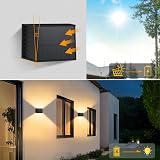 T-SUN 2 Pezzi Lampada Solare da Esterno, 3000K Applique da Esterno Solare, Luci Solari da Giardino Con Fascio di Luce Regolabile Su e Giù, IP65 Impermeabile, per Recinzione da Giardino a Parete - 5