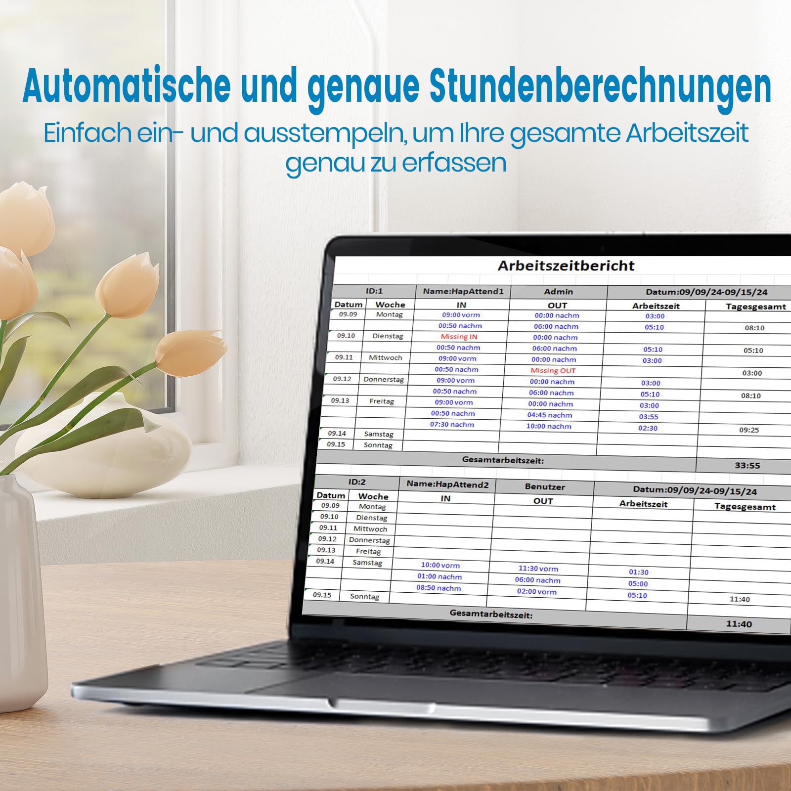 Zeiterfassung für kleinbetriebe Deutsche Ausgabe, Stechuhr zeiterfassung Mitarbeiter mit 15 RFID, 0 monatliche Gebühren Fingerabdruck stempeluhr arbeitszeiterfassung stempeluhr