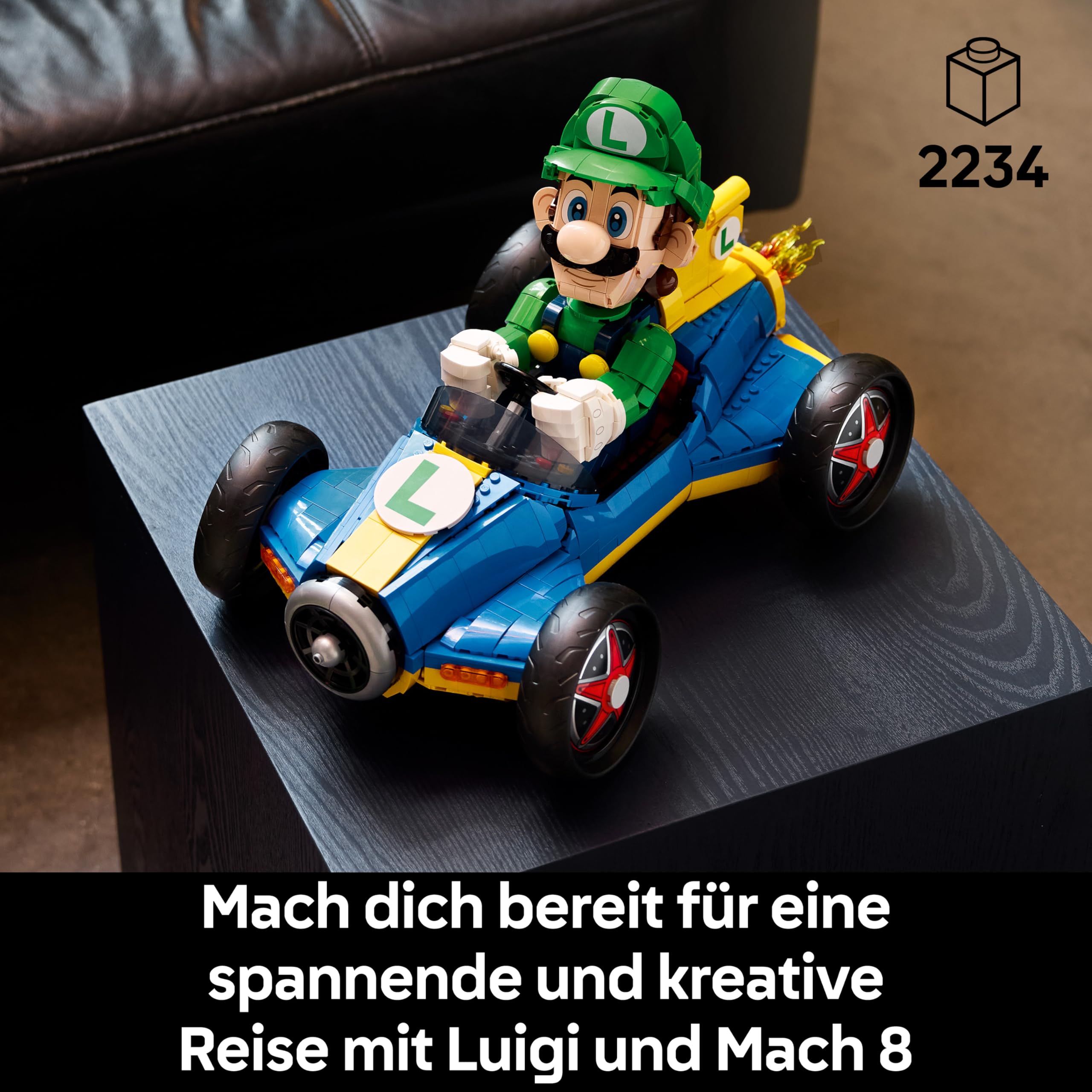LEGO Super Mario: Mario Kart: Luigi & Turboflitzer - Nintendo Figur und Auto Modellbau für Erwachsene - Sammelbares Gaming Merch - Geschenkidee für Männer, Frauen und Fans - 72050