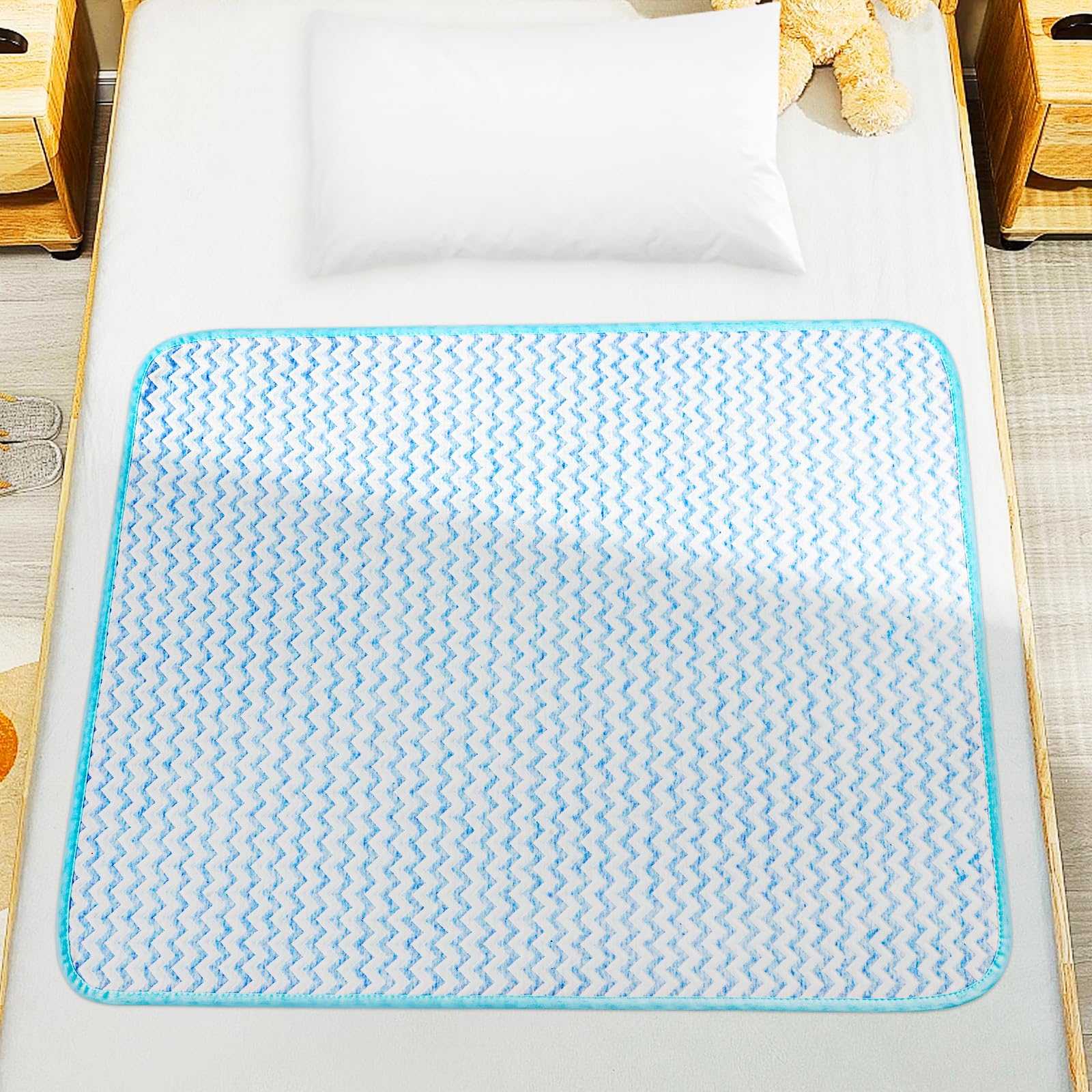 Aolso Coprimaterasso per bambini, 70 x 90 cm, per bagnare il letto, assorbire l'acqua, per bambini, per addestramento al WC (blu)