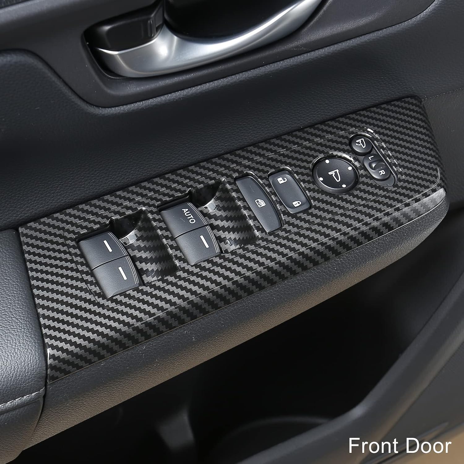 for Honda CRV 2023 2024 2025 2026 Window Switch Protective Panel, Sporty Window Control Protector Trims Molding for CR V CR-V LX, EX, EX-L, Sport, Sport-L Hybrid, Sport Touring- Carbon Fiber Grain