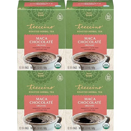 Vista 11 de Teeccino Maca Chocolaté Té de hierbas - Té de hierbas rico y tostado que no contiene cafeína y es prebiótico con energía natural de la adaptógena