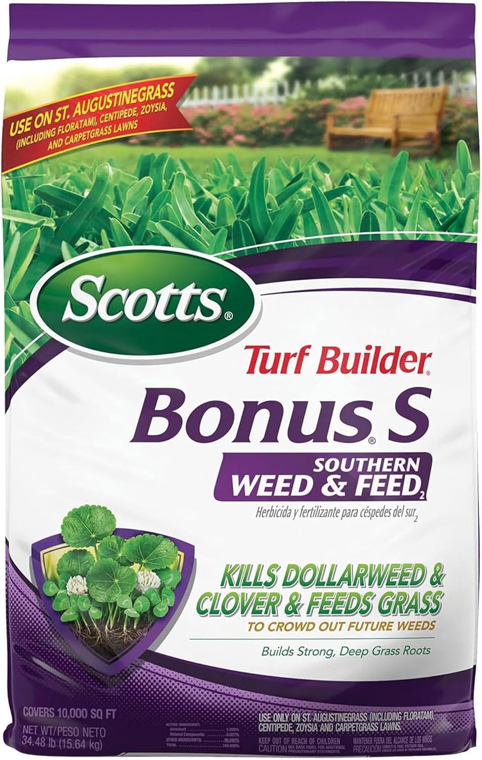 Scotts Turf Builder Bonus S Southern Weed & Feed2: Kills 25+ Weeds, Fertilizes St. Augustine & Southern Grasses - 10,000 sq ft Coverage