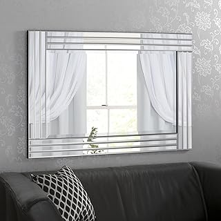 Comprar Espejo de pared grande veneciano Art Deco con marco de cristal triple de 120 cm x 80 cm