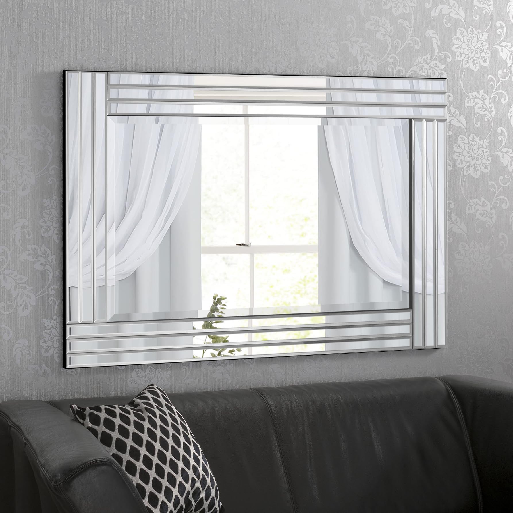 Agenzia 14 Large Venetian Art Deco Triple Glass Framed Wall Mirror 120 X 80Cm from B&Q