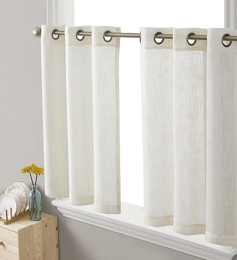 HLC.ME Abbey Faux Linen Textured Semi Sheer Privacy...
