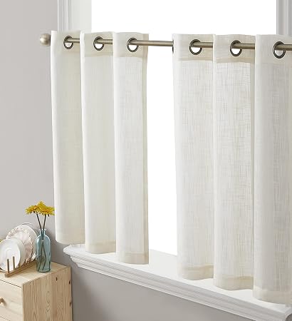 HLC.ME Abbey Faux Linen Textured Semi Sheer Privacy...