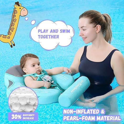 Miniatura 8 de Mambobaby - Flotador de natación para bebé con dosel, flotador de piscina infantil no inflable con cola de 3 a 24 meses, evita voltear material