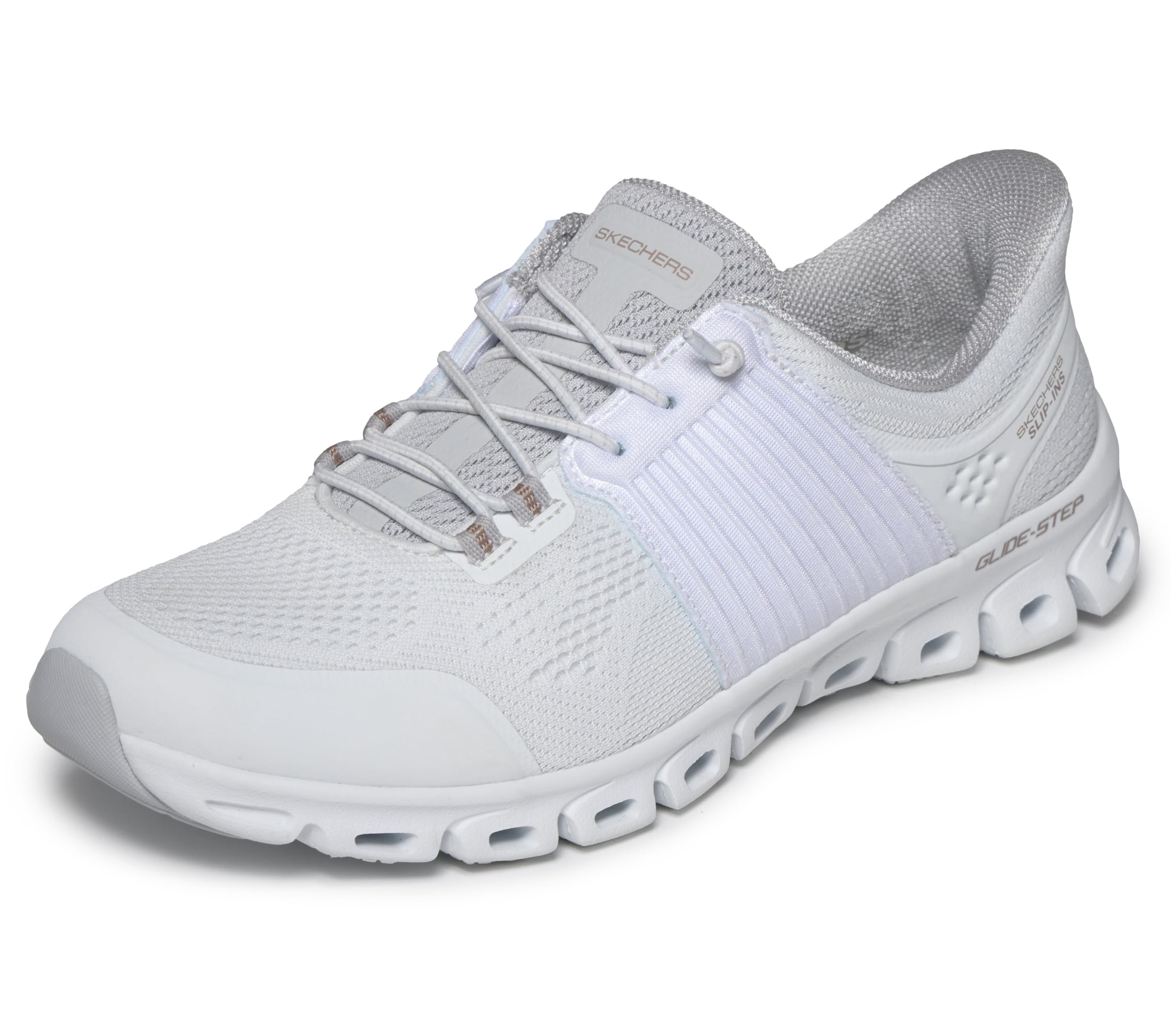 Skechers Women's Glide-Step Stargaze Slip-in Trainers, White Mesh, 5.5 UK