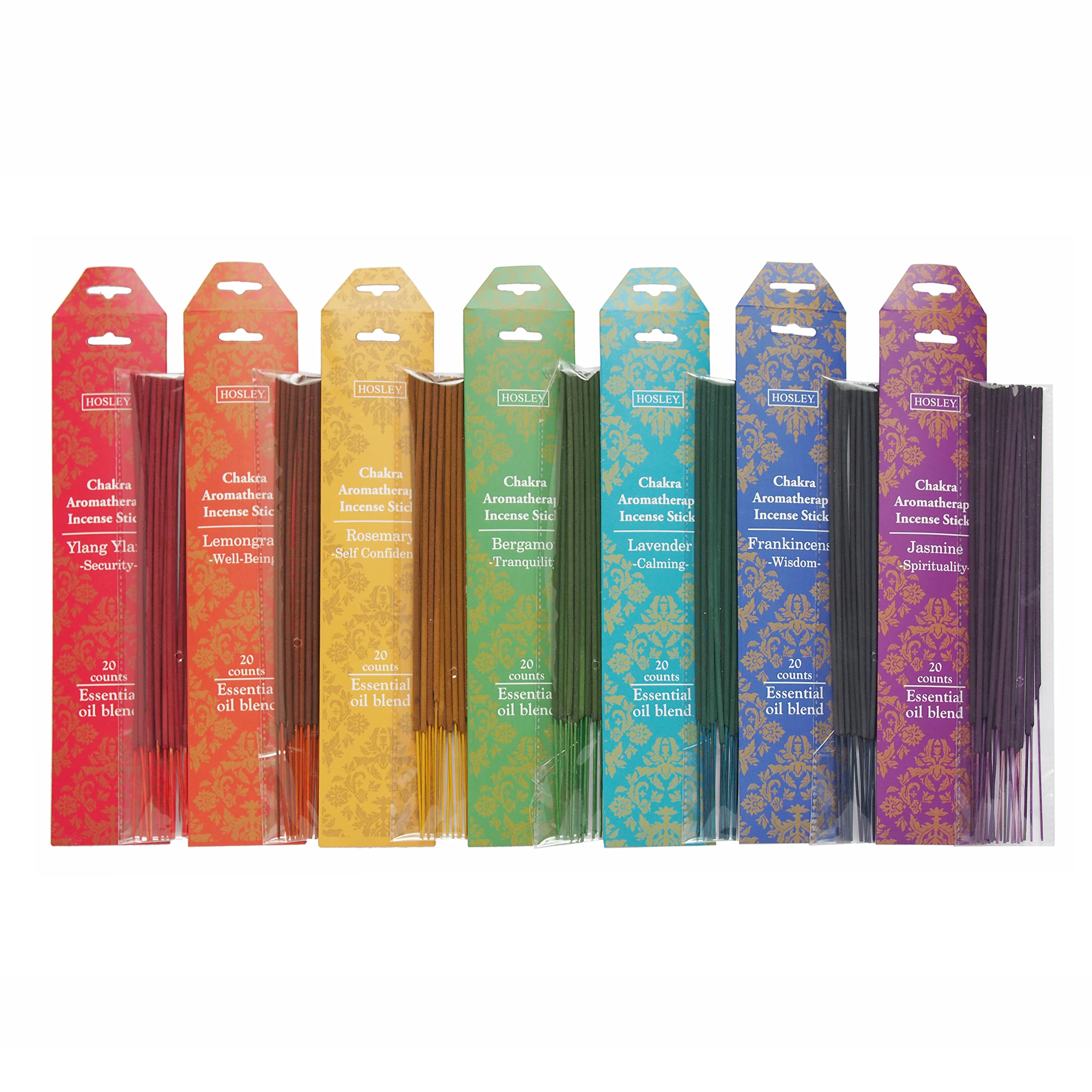 Hosley 140pack Assorted Incense Stick with Wood Holder, Infused with Essential Oils. Ideal Gift for Wedding, Events, Aromatherapy, Spa, Reiki, Meditation, Bathroom Setting