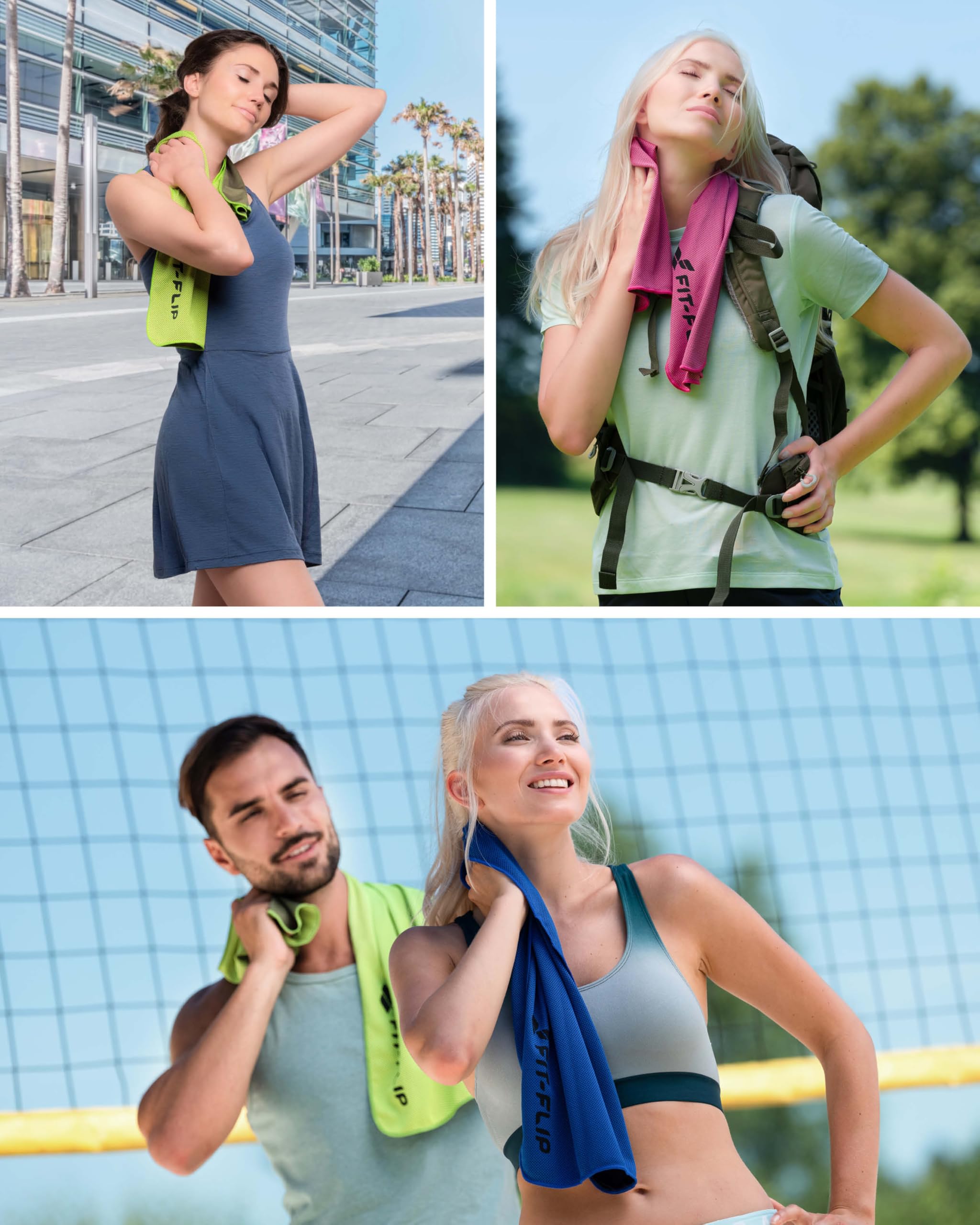 Zestaw 3 ręczników chłodzących – ręcznik chłodzący na wędrówki, bieganie, tenis, podróż – ręczniki chłodzące na szyję, ręczniki chłodzące, Airflip cooling towel