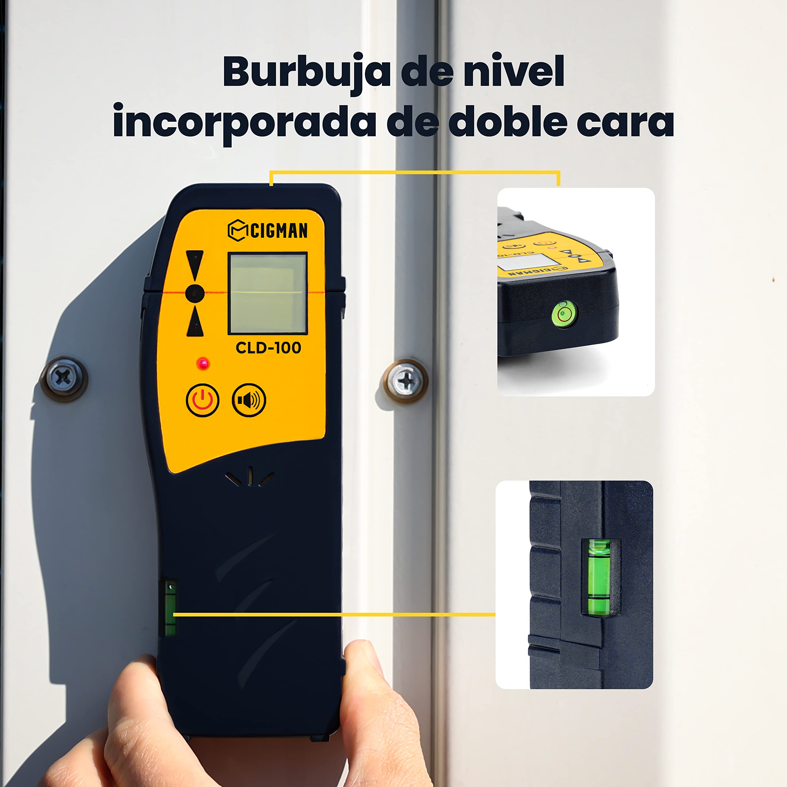 Receptor láser CIGMAN CLD-100, alcance del detector hasta 50M, sólo compatible con niveles láser CIGMAN CM-701/CM-720/CM/508/CM505