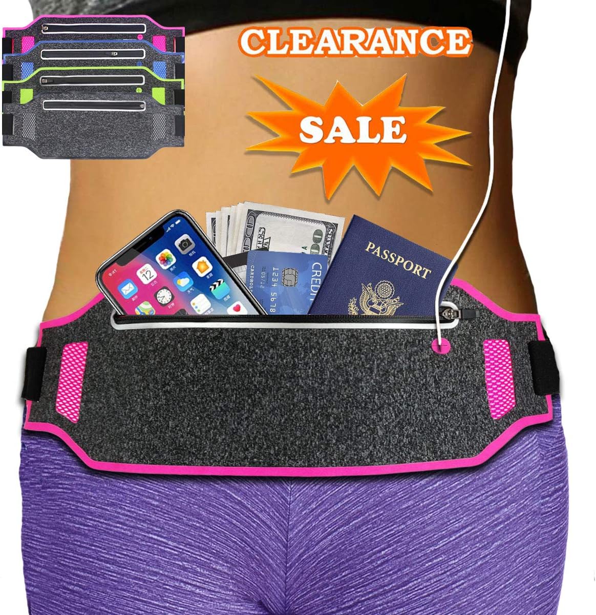 AIKENDO Running Belt Waist Pack Bag,Travel Belt for Money & Passport, Gym Workout Running Fanny Pack for iPhone Xs MAS 7 8 Samsung Galaxy Note 9,Runners Belt for Jogging,Walking,Hiking,Travelling