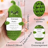 Vista 2 de Figuras de Pepino en Vinagre Emocionales de Crochet, 2 Piezas Hechas a Mano Divertidas Figuras de Pepino en Escabeche Lindas Adornos Tejidos a Mano