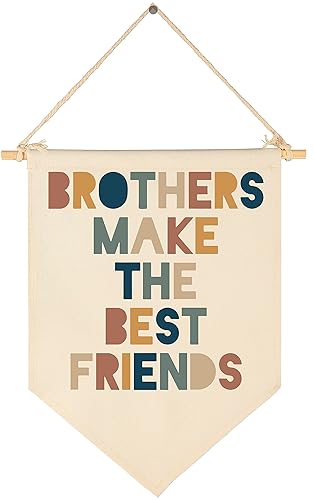 Brothers Make The Best Friends - Banderín colgante de lona para decoración de pared, regalo para guardería, dormitorio, sala de juegos, puerta
