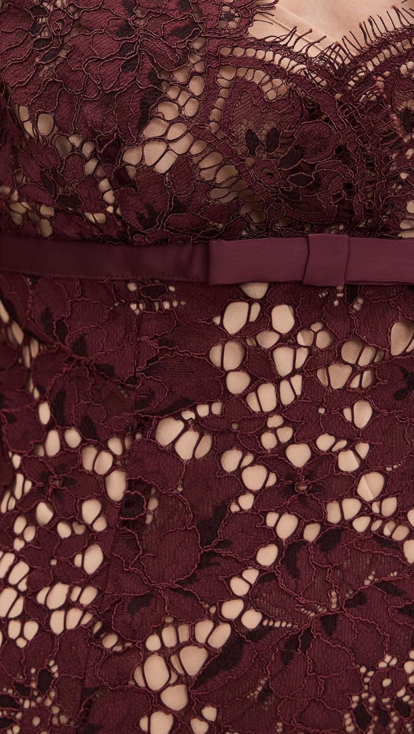 Self Portrait Women's Burgundy Floral Lace Midi Dress - Image 6