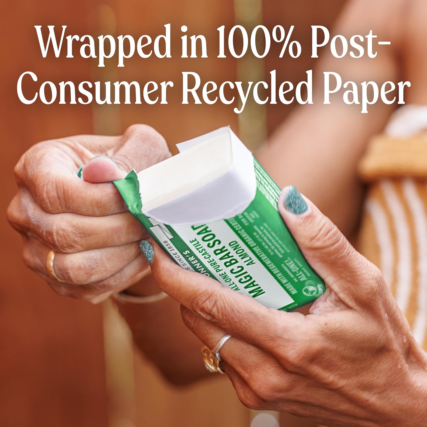 Dr. Bronner's Pure-Castile Magic Bar Soap (Almond, 5 ounce, 12-Pack)-Made with Regenerative Organic Certified Oils, For Face, Body, Hair, Gentle, Vegan, Cruelty-free Non-GMO - Image 6