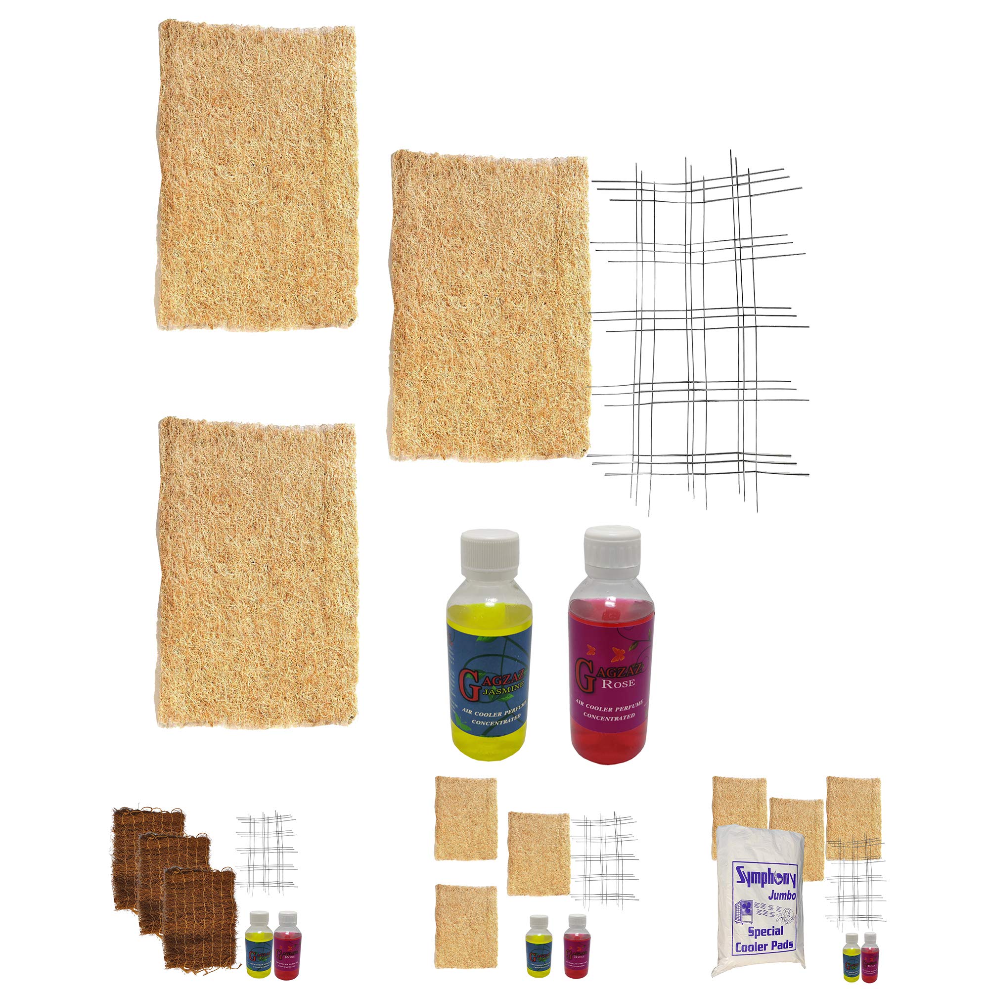 UR LITTLE SHOP Air Cooler Grass_Cooling Pads_Wood Wool_18 x 24 Inches_Set Of 3 Pack_With 3 Iron Meshes And 2 Air Cooler Perfumes_Suitable For Kenstar Symphony Bajaj Desert Coolers ULS2A2-image-5