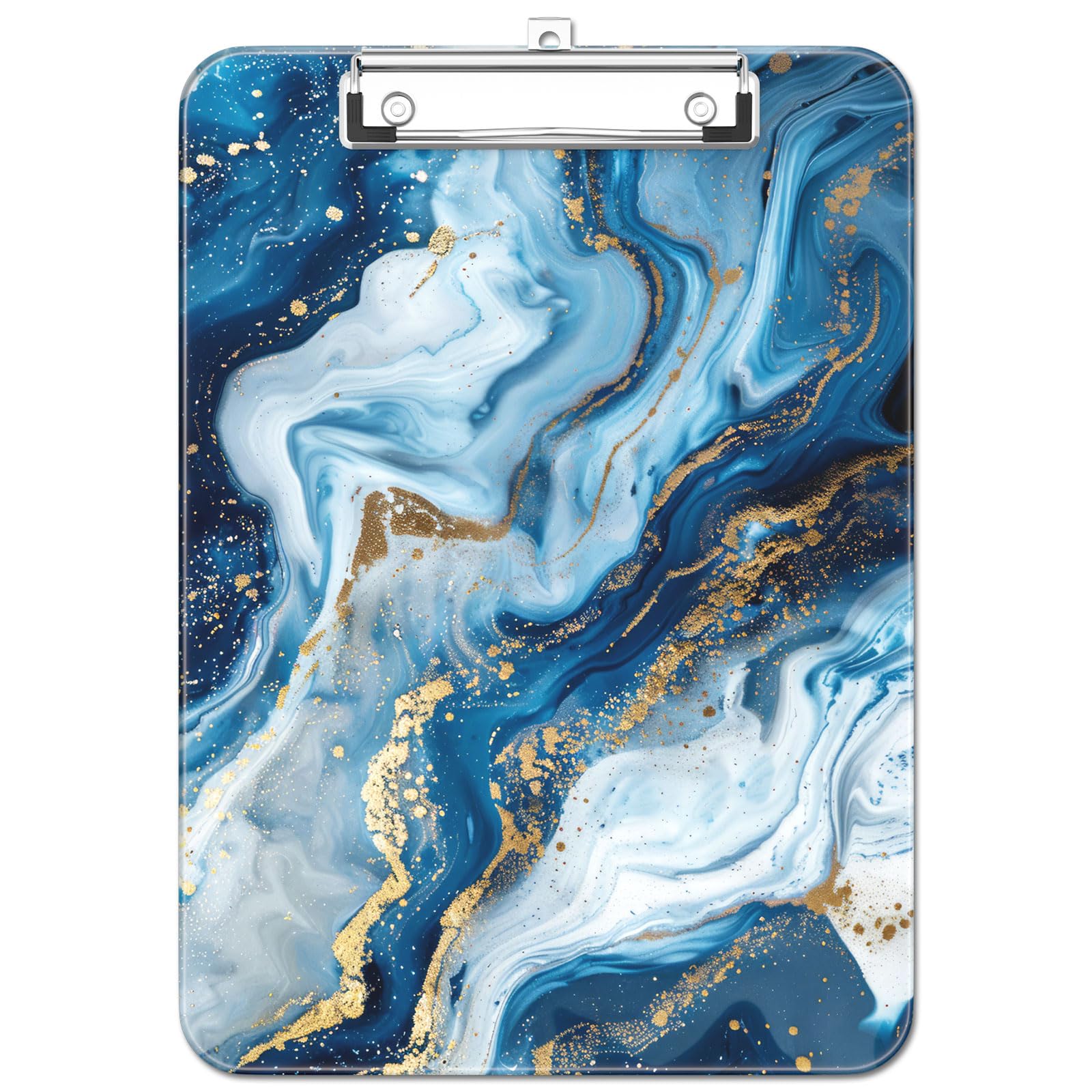 Luminzo Plastic Cute Clipboard, Low-Profile Metal Clip, A4 Letter Size 9 x 12.5 in, 8.5 x 11 Paper Clip Board for Teachers, Nurses, Classroom, Morandi Marble