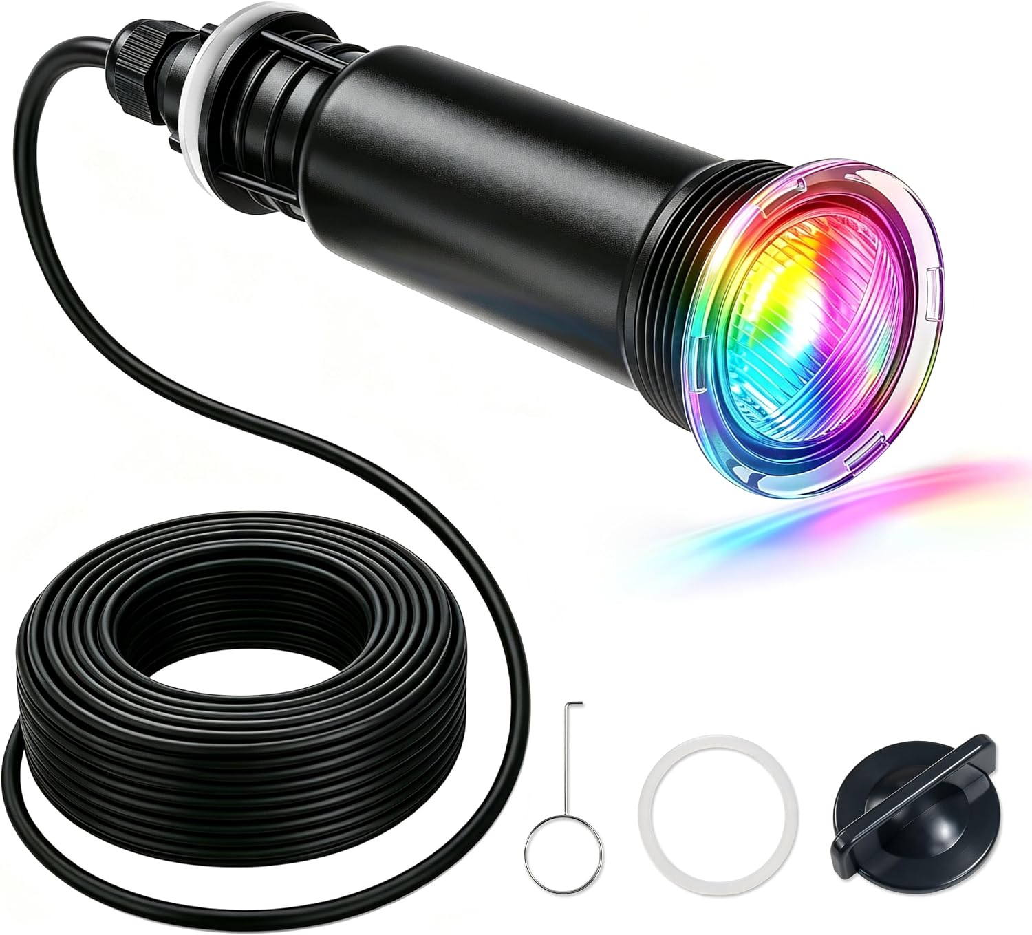 1.5" Color LED Pool Light Replacement for Pentair GloBrite 602055, 100FT. | 12VAC IP68 WATERPROOF: Multicolor Underwater Swimming Pool LED Light for Replacement & Underground Pool Light Upgrade Kit.