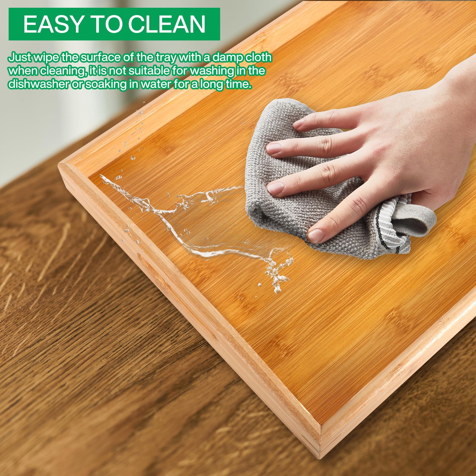 Vassoio In Legno Con Manici - 40x28 Cm Per Colazione, Caffè O Decorazione, Multiuso - Foto 7