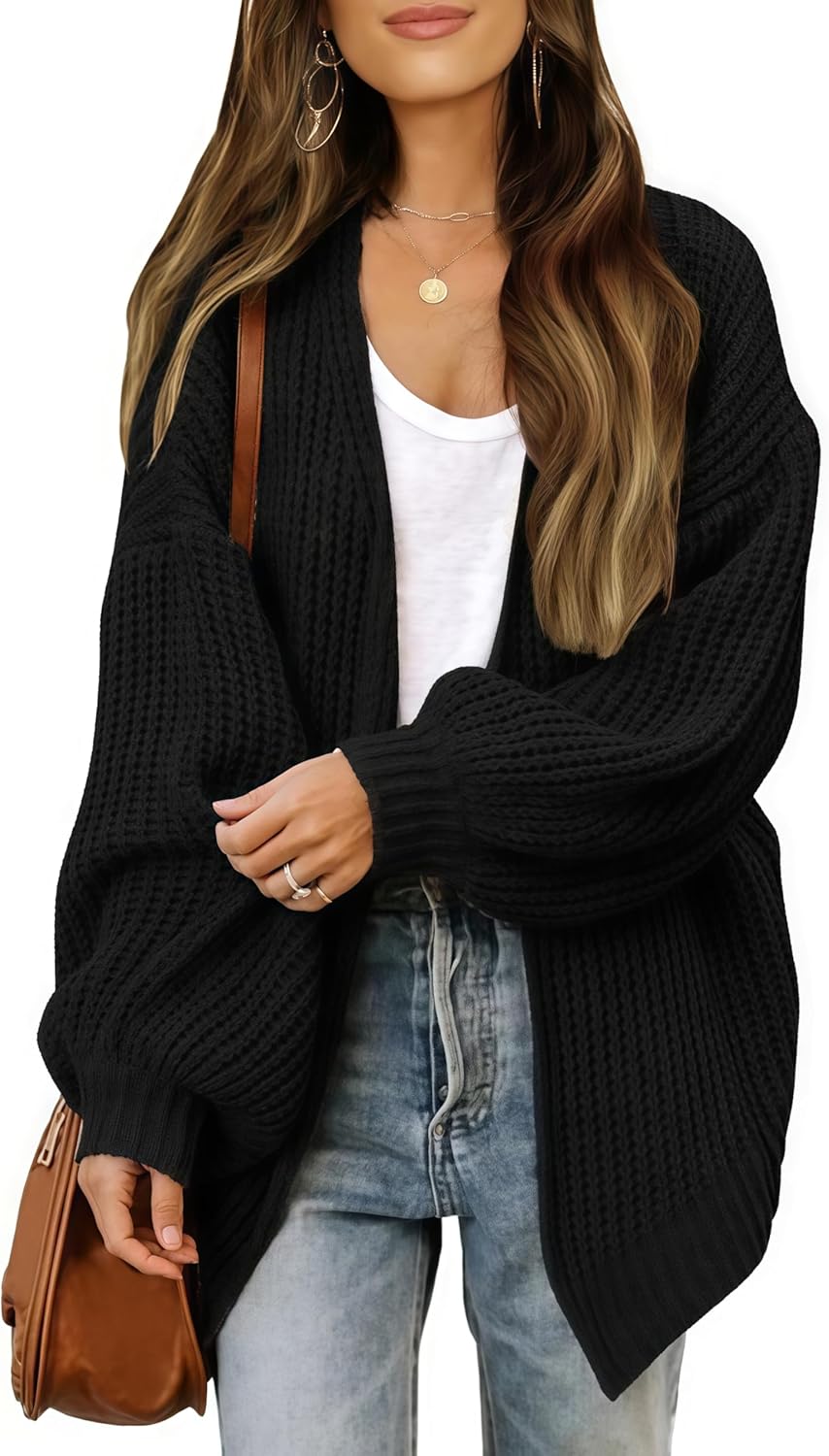 JFAN Gebreid damesvest met lange mouwen, voor herfst en winter