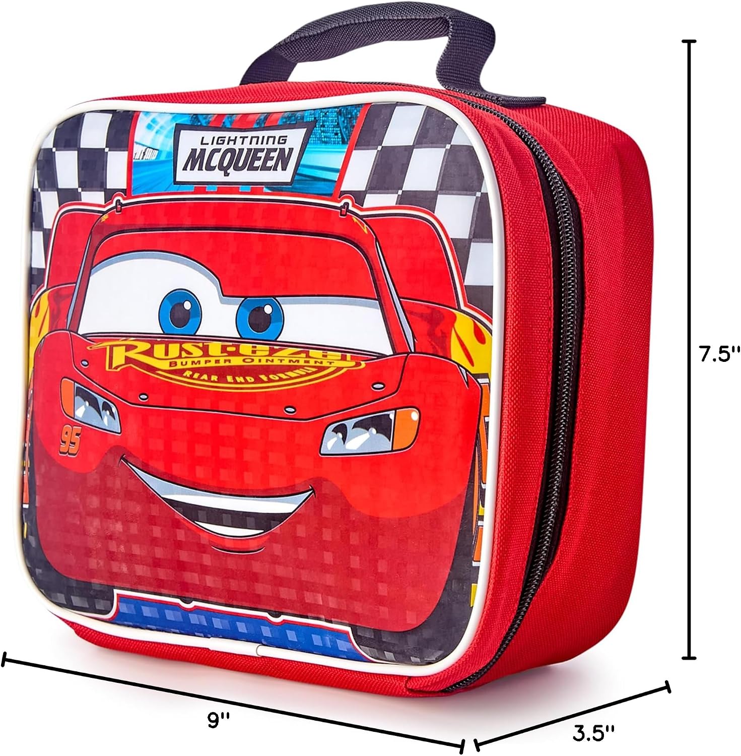 Fast Forward Cars Lightning McQueen Kids Lunch Box - Insulated Lunch Bag Lunch Box Kids Girls Boys Preschool Elementary, Size One Size, Cars Red