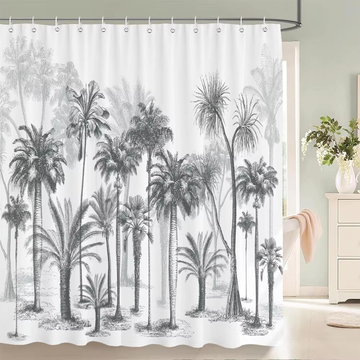 Shower Curtains Machine Washable 53x87in-135x220cm/WxH Waterproof Fabric Shower Curtains Tree Leaves White Birch Bathroom Large 3D Print Decoration Bathtub Bath Screen